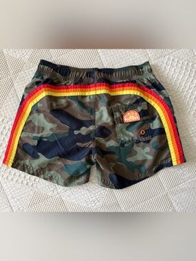 Sundek Camo Swim Trunks Boys 12 Lined Surf Shorts EUC No String Camouflage